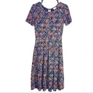 LuLaRoe Amelia Multicolor Fit and Flare Dress Size Small